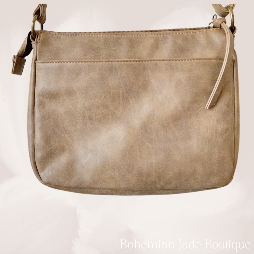 Crossbody Faux Leather Floral Embroidered Purse - Picture 2 of 7